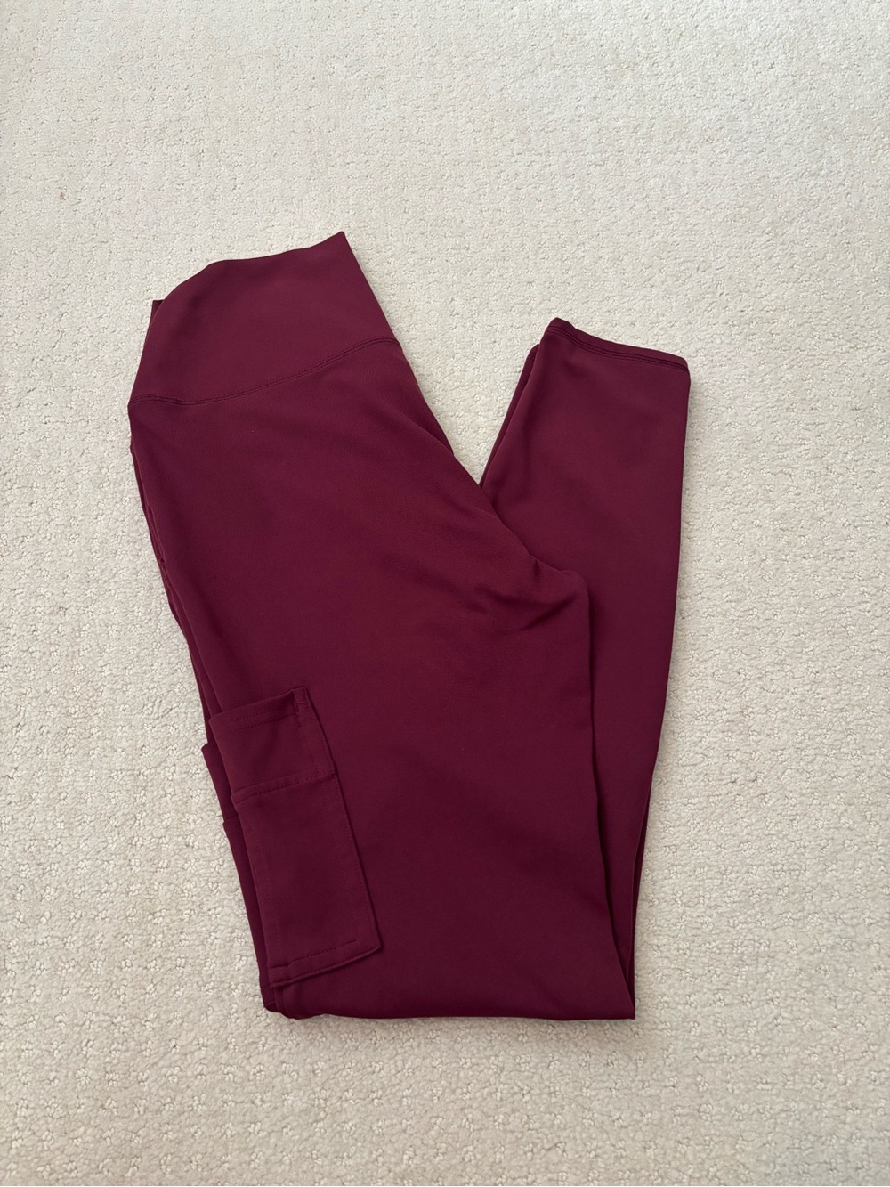 Spyder Active Burgundy Maroon High-Waist Leggings With Pockets